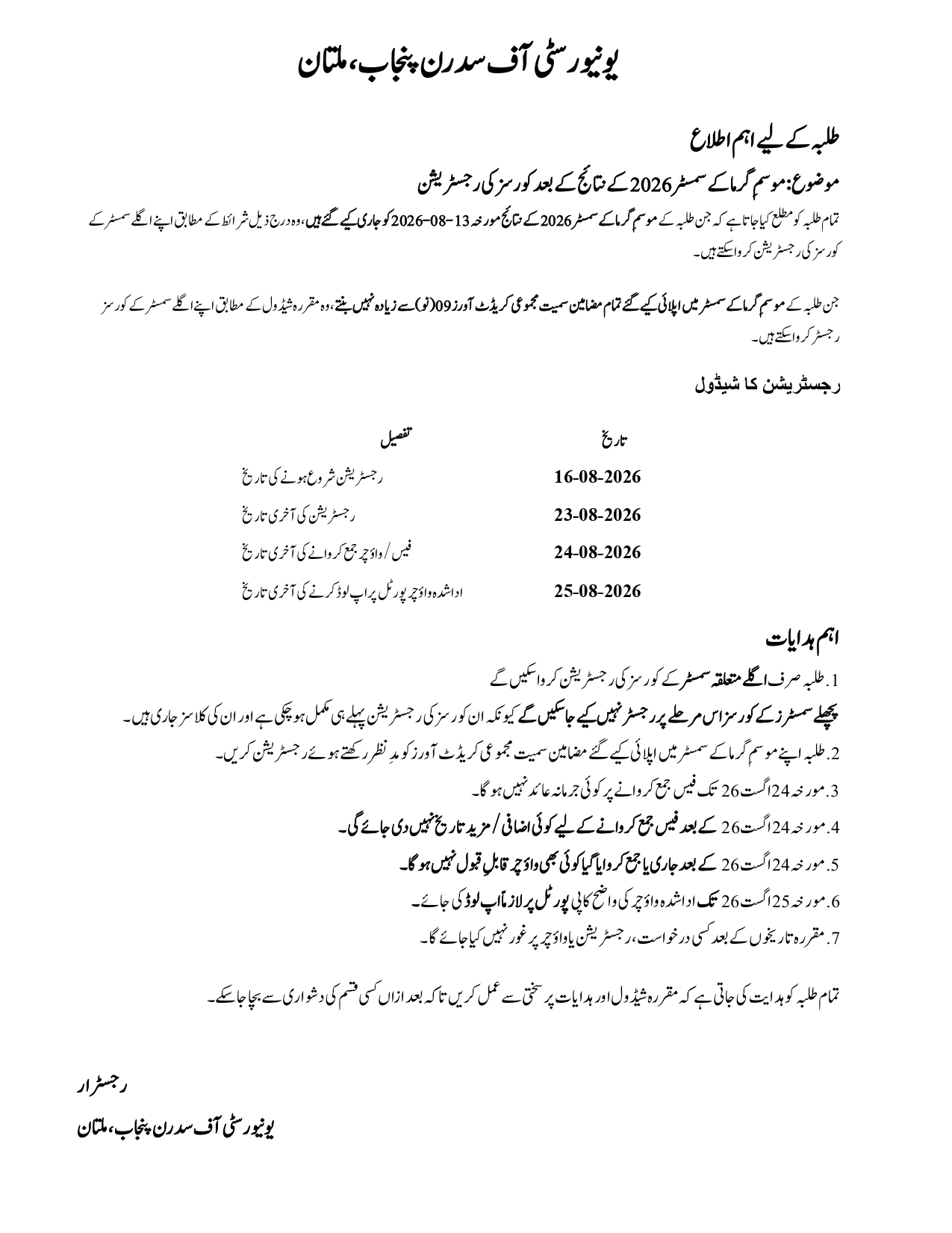 USP Notification