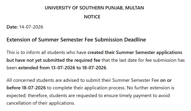 USP Notification